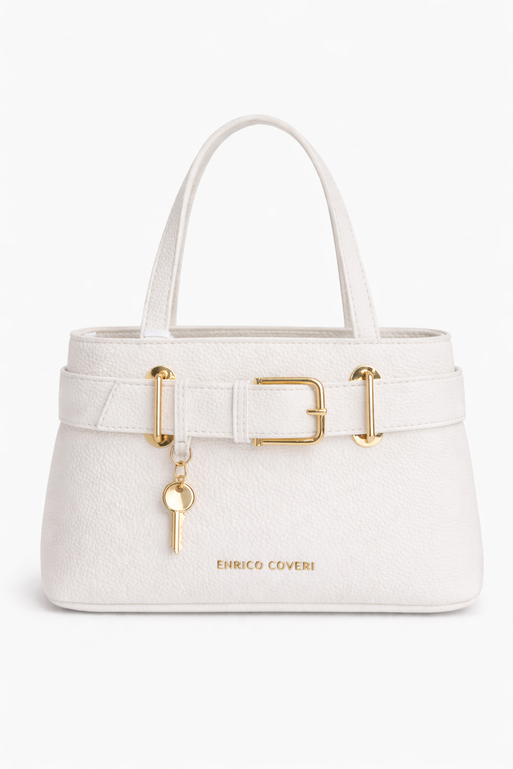 Enrico Coveri- Borsa elegante beige con dettagli oro e tracolla
