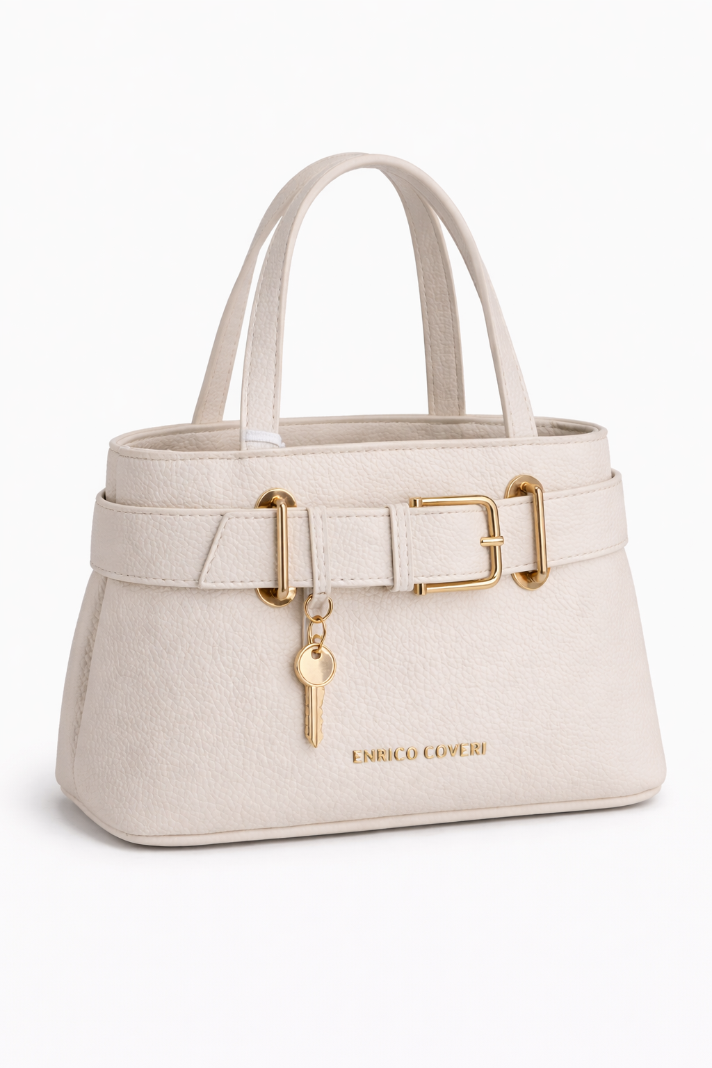 Enrico Coveri- Borsa elegante beige con dettagli oro e tracolla